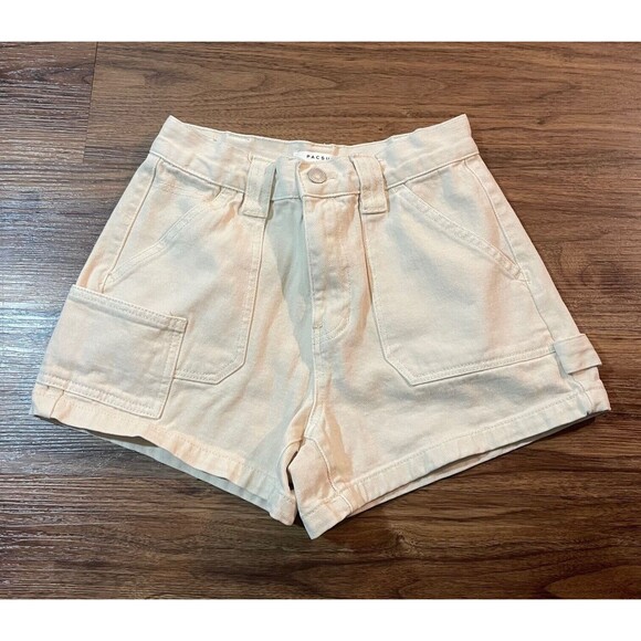 Pacsun 3" Inseam Womens Cargo Shorts Size 26 Pockets Cream White Casual - Picture 1 of 8